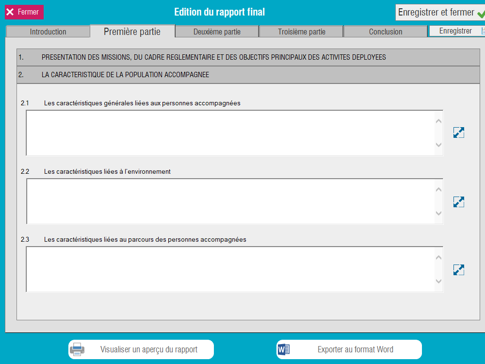 Gestion du rapport final